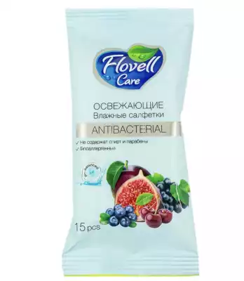 Влажные салфетки Flovell Care фруктовые 15 шт в ассортименте